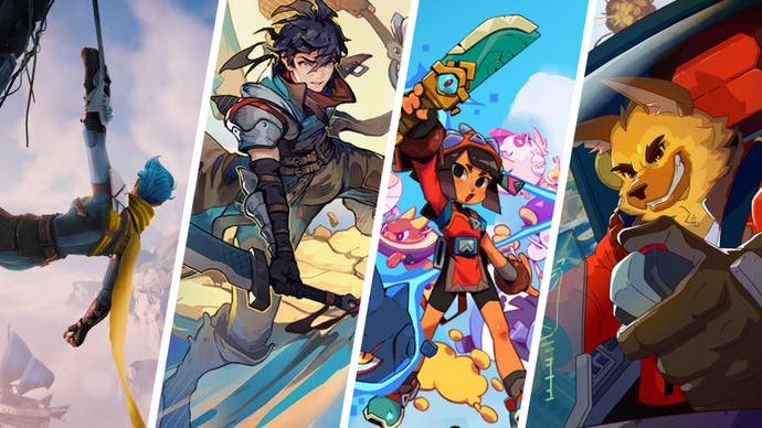 Composite image showing artwork from Lost Skies, Threads of Time, Town of Zoz, and Wild Blue.