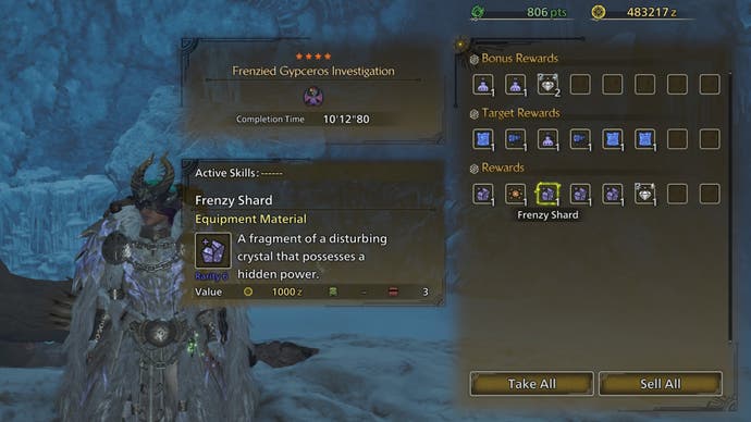 monster hunter wilds frenzy shards hunt rewards