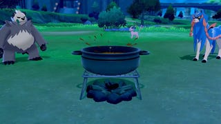 Pokémon cooking pot on a stove.